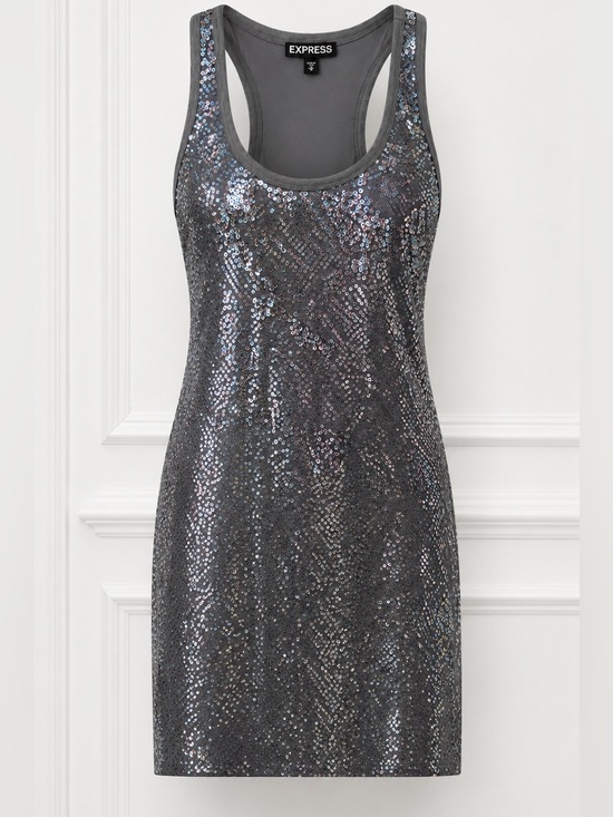 Express Dresses & Skirts - Express Silver Sequin Racerback Mini Dress